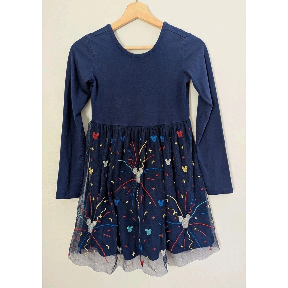 Hanna Andersson x Disney Blue Mickey Mouse Dress Tulle Embroidered Skirt Size 10